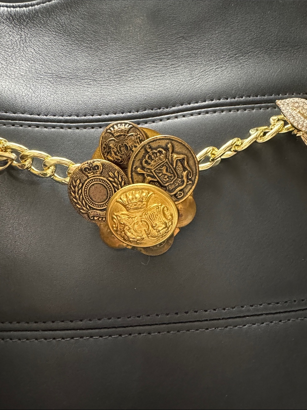 Bag Brooch Chain and Navy Scarf - Picture 3 of 6